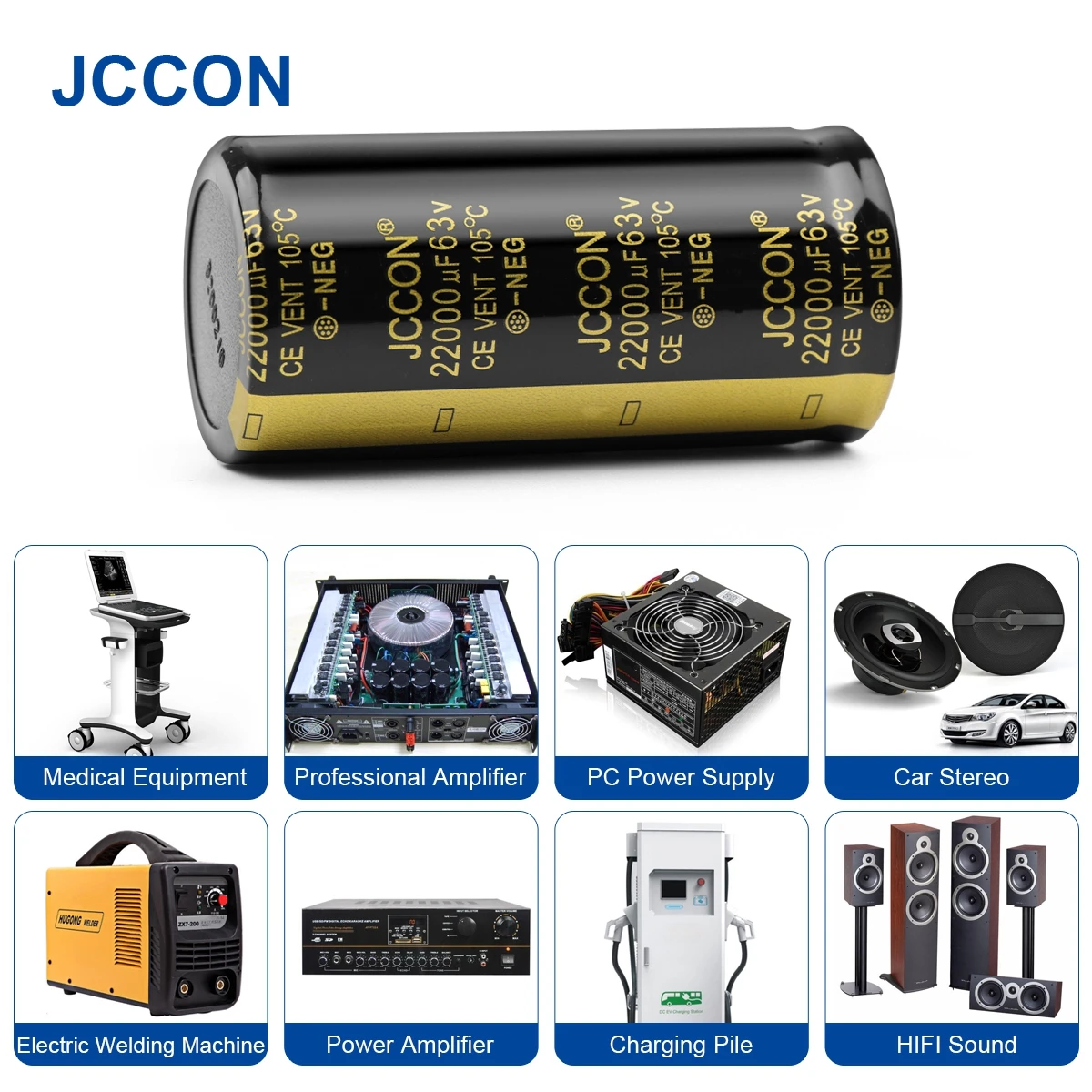 2Pcs JCCON Audio Electrolytic Capacitor 63V 3300UF 4700UF 6800UF 10000UF 12000UF 15000UF 22000UF Low ESR For Hifi Amplifier