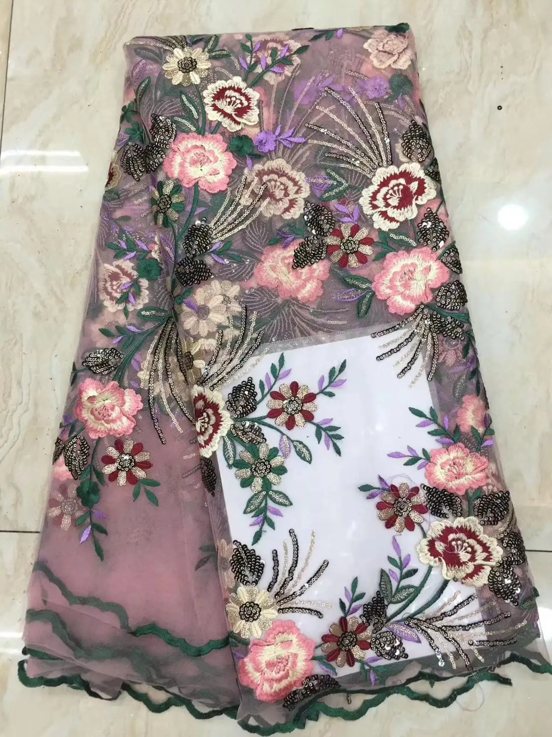 

Цветочная вышивка стиль 5 ярдов 2020 Африканский французский Тюль кружевная ткань хорошее качество сетчатая кружевная ткань для свадьбы DPMAY241