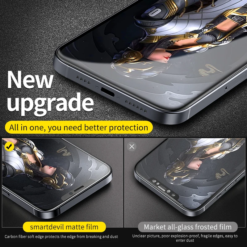 Матовое закаленное стекло SmartDevil для iPhone 12 Pro Max 11 X XS полное покрытие Защита экрана