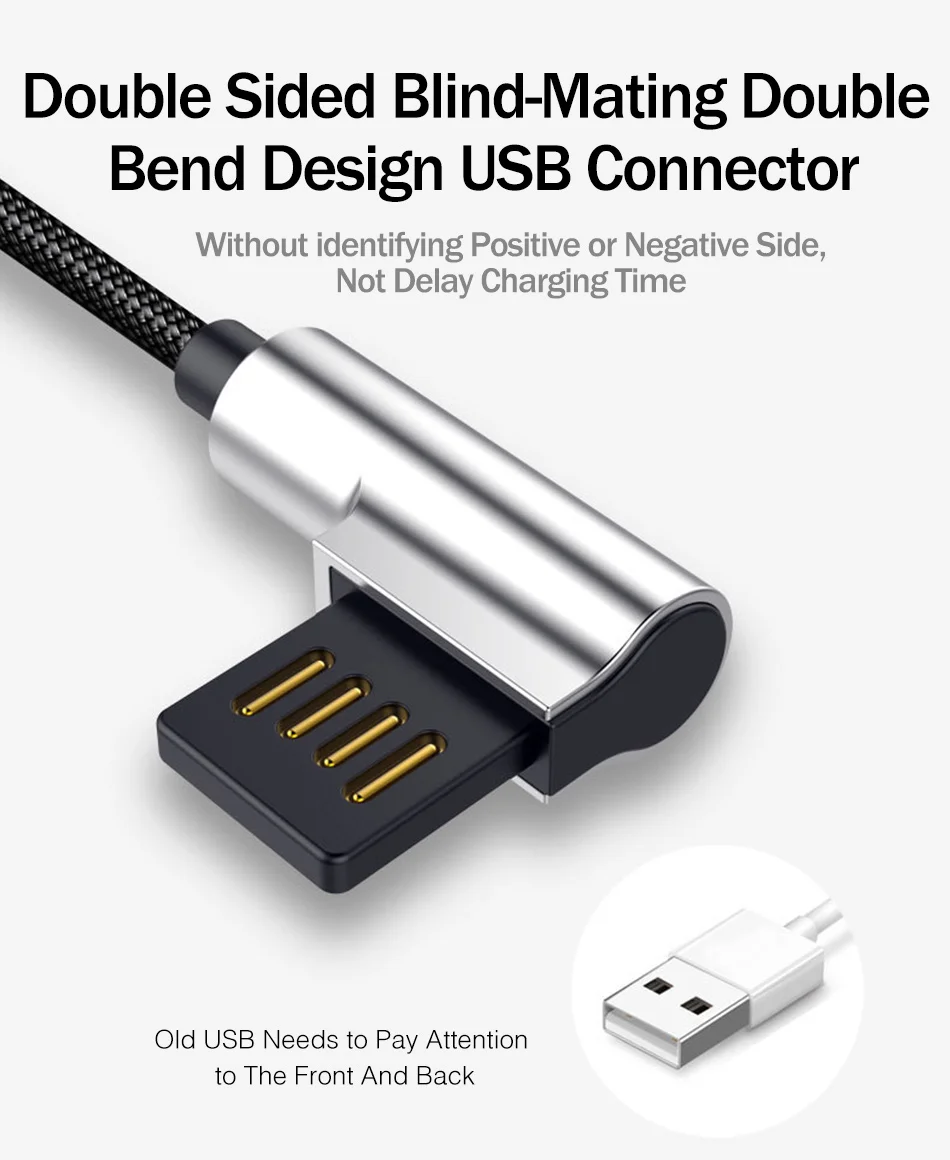 90 градусов usb type-C кабель YKZ Быстрая зарядка USB-C кабель двойной изгиб Реверсивный type-C кабель для передачи данных для Xiaomi samsung huawei