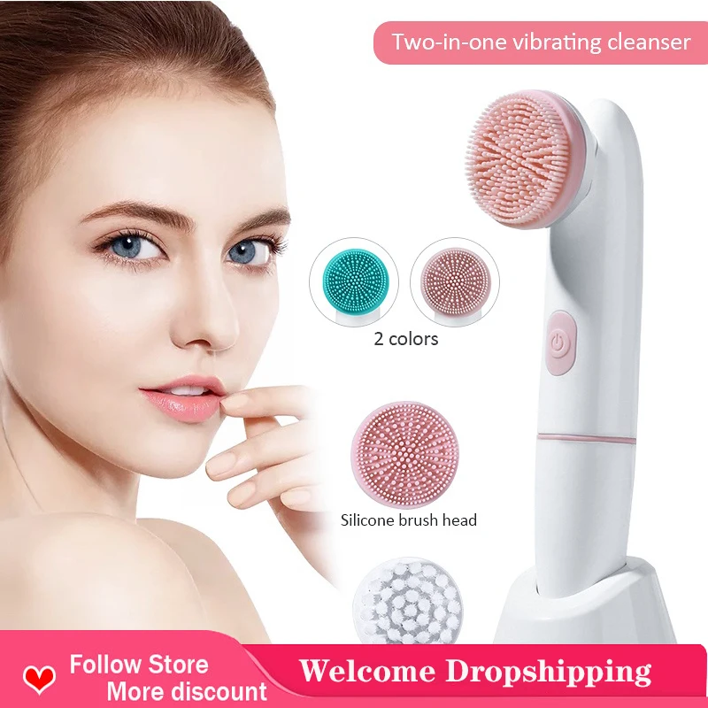 

Waterproof Rotating Face Brushes Facial Cleansing Brush Remove Makeup Residues Rechargeable Spinning Facial Cleaning Devices