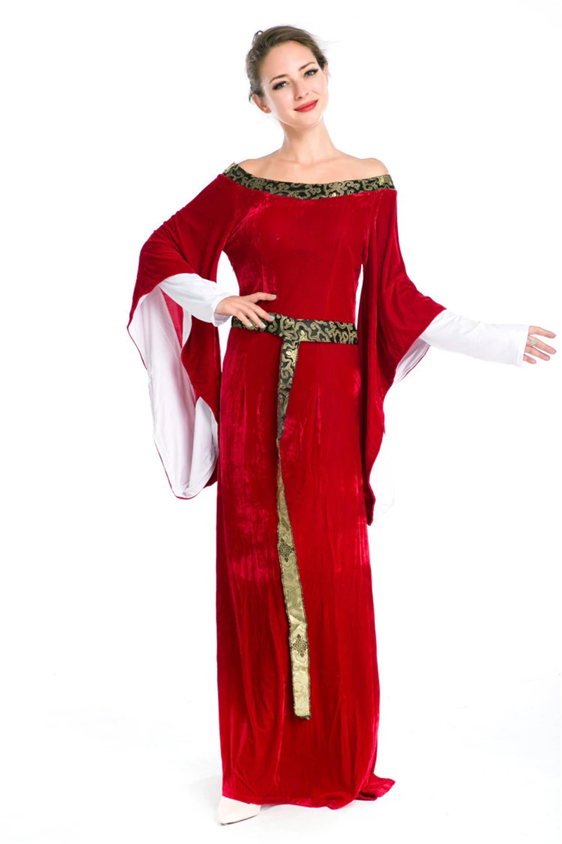 

Halloween Cosplay Red Princess Dress Long Skirt Adult COS Apparel Stage Costumes Christmas Carnival Party