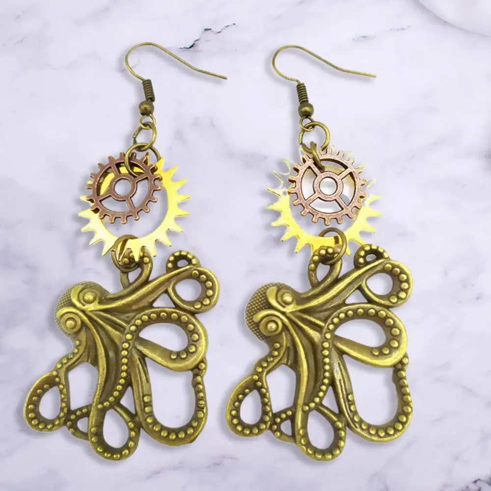 

Dropshipping Women Vintage Antique Bronze Octopus Pattern Hook Dangle Earrings Jewelry Gift