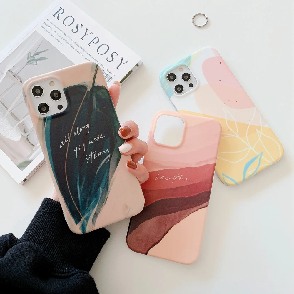Винтажный чехол для телефона с рисунком листьев iPhone 12 Mini 11 Pro Max 7 8 Plus мягкий