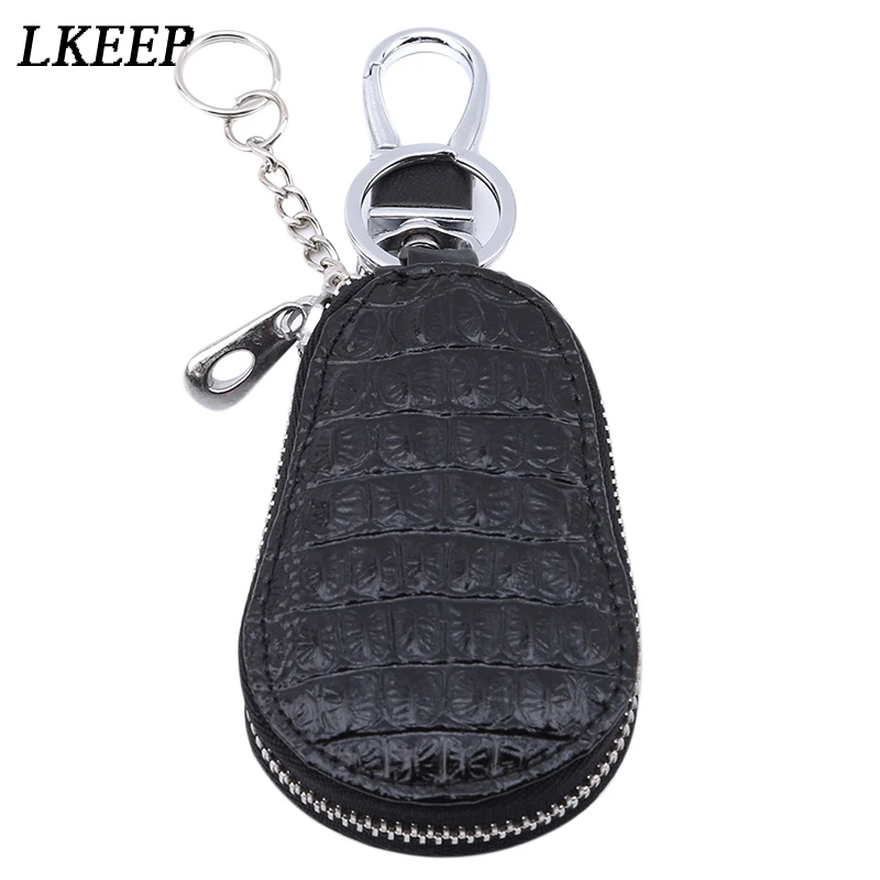 

Fashion Hot Unisex Genuine Leather Key Wallet Men And Women Zipper Keys Pouch Gourd Car Key Ring Storage Case 5 Colors