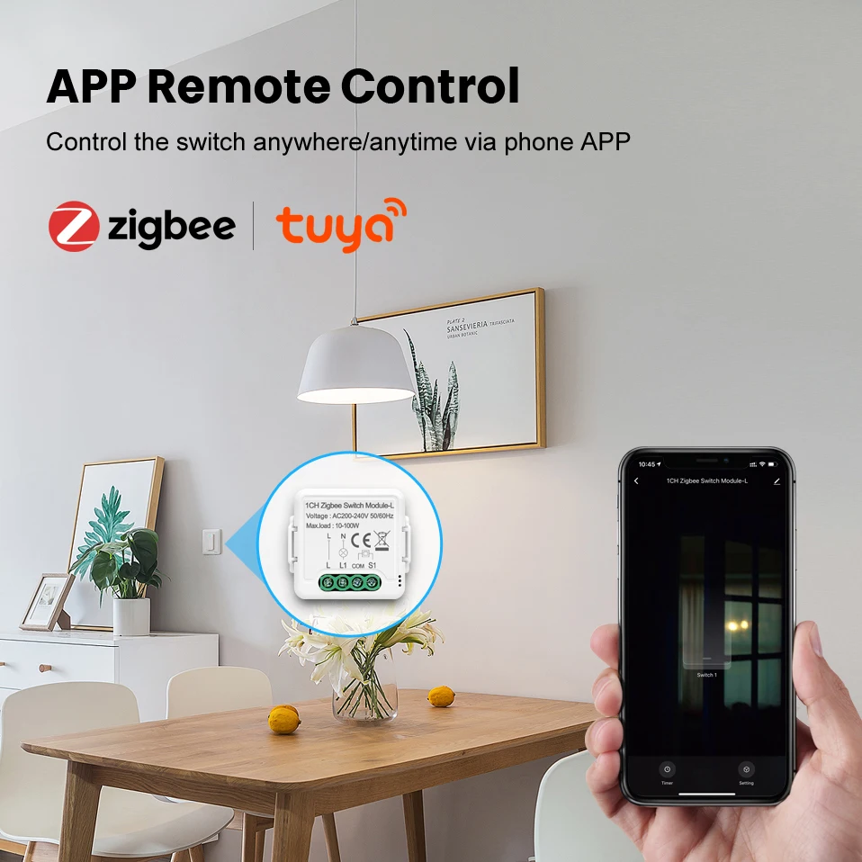 Умный модуль переключателя Zigbee AVATTO не требуется нейтрального провода
