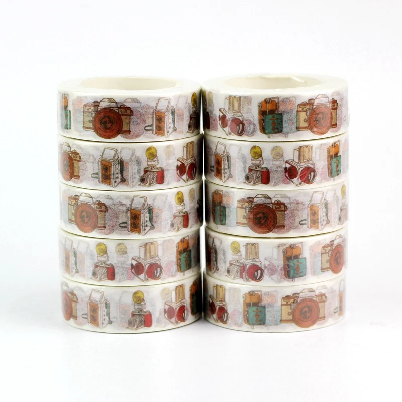 

10PCS/lot Decorative Cute Vintage Camera Washi Tapes Japanese Paper DIY Planner Masking Tape Adhesive Tapes Stickers Stationery