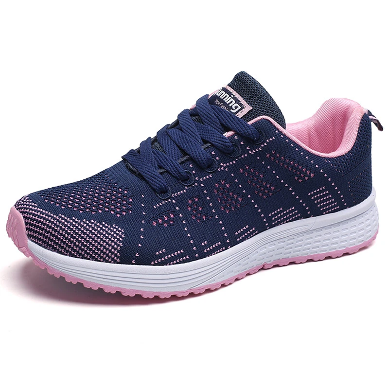 Tenis feminino; Модная белая спортивная обувь на шнуровке для женщин; кроссовки; светильник с круглым носком и перекрестными ремешками; женская обувь для тенниса на плоской подошве; уличная спортивная обувь - Цвет: with blue shoelace