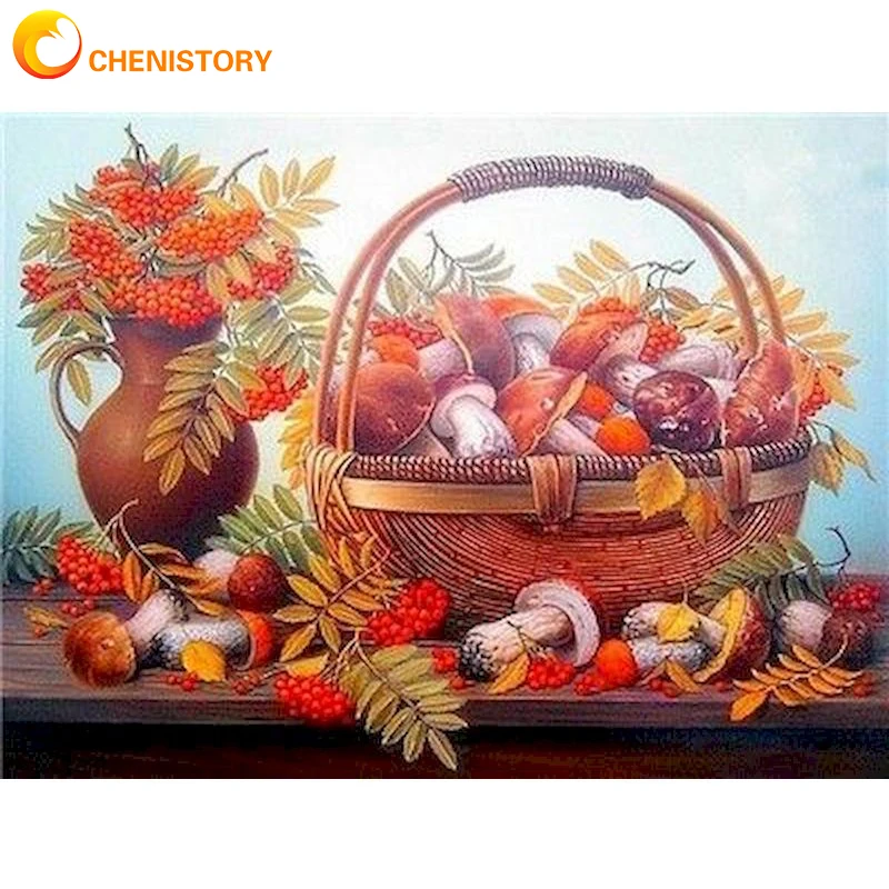 

CHENISTORY Flower Basket DIY Painting By Numbers Complete Kit Acrylic Paints Canvas Painting Decorative Paintings Crafts Drawing