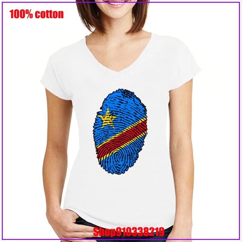 Новинка 2020 женская футболка с изображением флага Конго отпечаток пальца принтом