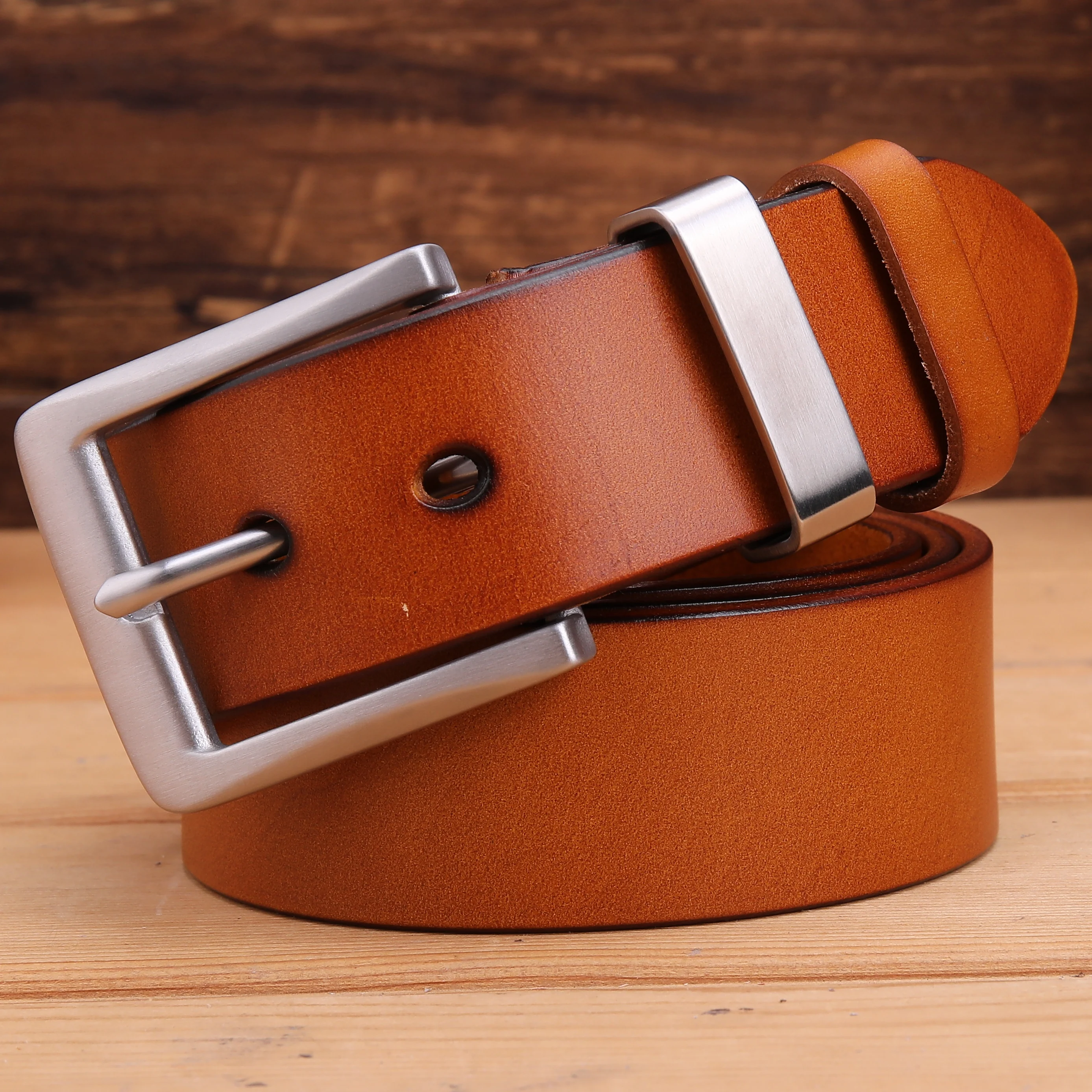 Мужской ремень из воловьей кожи с пряжкой нержавеющей стали 100% натуральная кожа