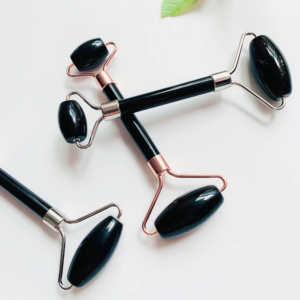 Омолаживающий натуральный нефритовый ролик для лица драгоценный камень черный