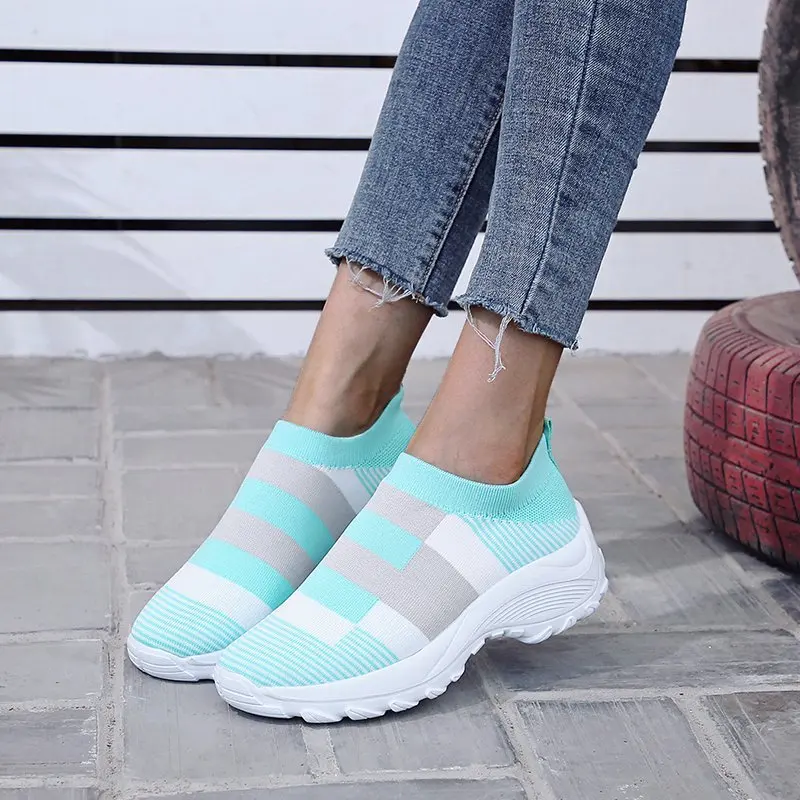 zapatillas mujer Women Running Shoes Sneakers Breathable Mesh Shoes Platform Sneakers Platform Slip-On Sneakers Walking