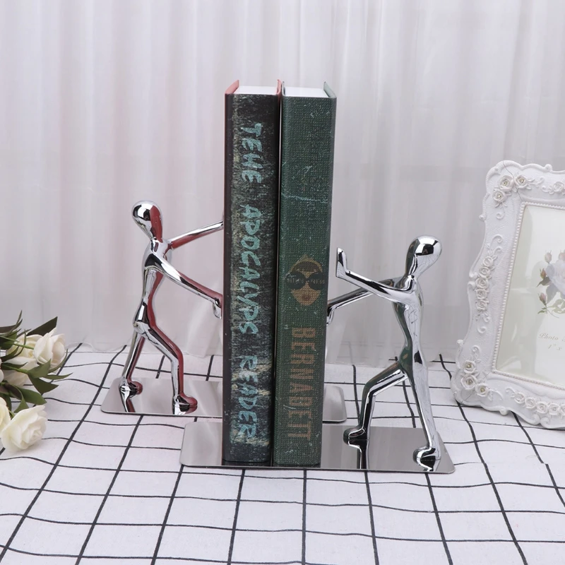

M17F 1 Pair Heavy Duty Humanoid Figure Bookend Non-Skid Home Art Decoration Bookshelf