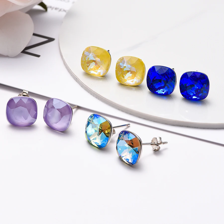 Кристаллы от Swarovski серьги гвоздики для женщин новая мода стерлингового серебра