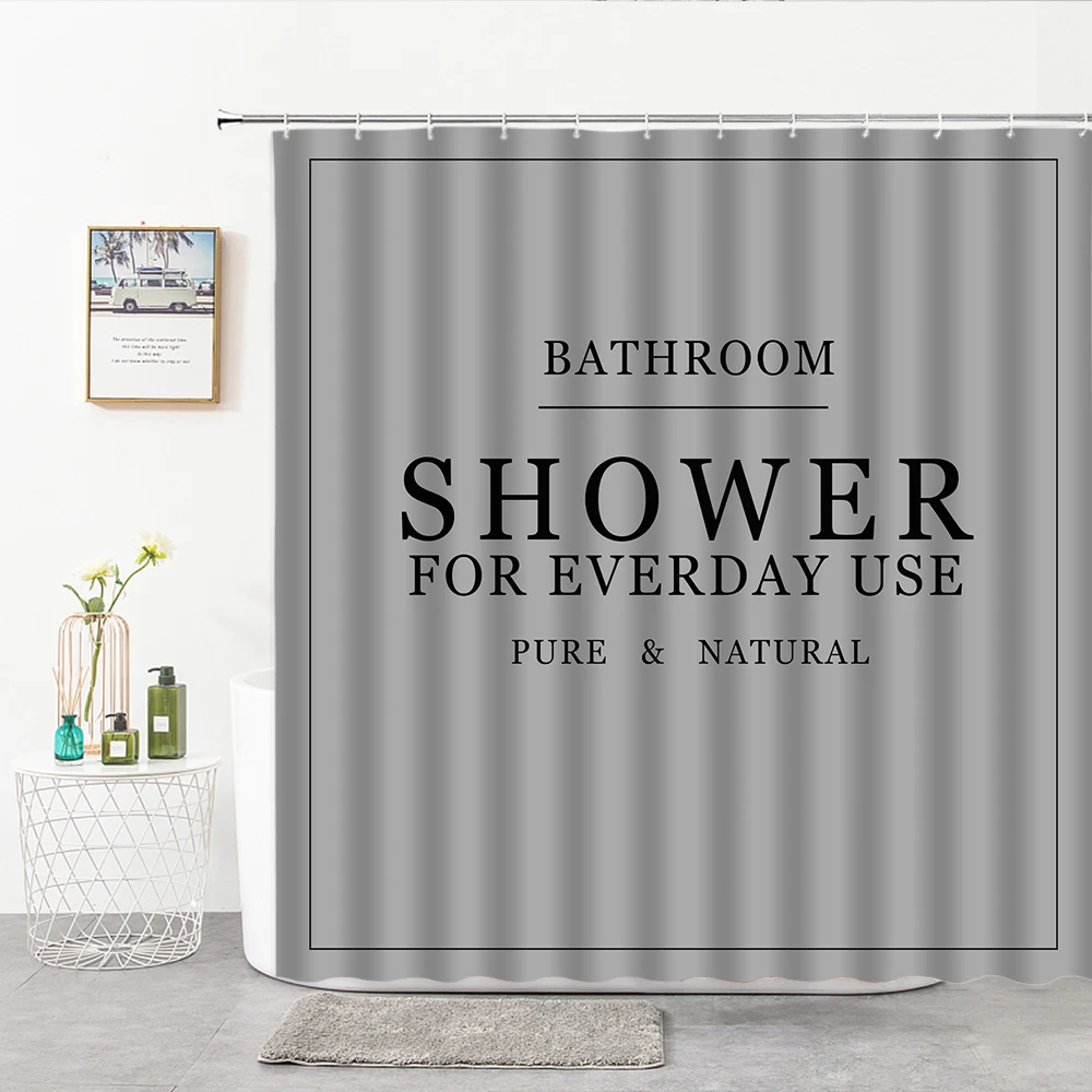 

Letter Shower Curtains Simple Nordic Art Design Bathroom Curtain Home Decor Bath Screens Bathroom Accessories Polyester Fabric
