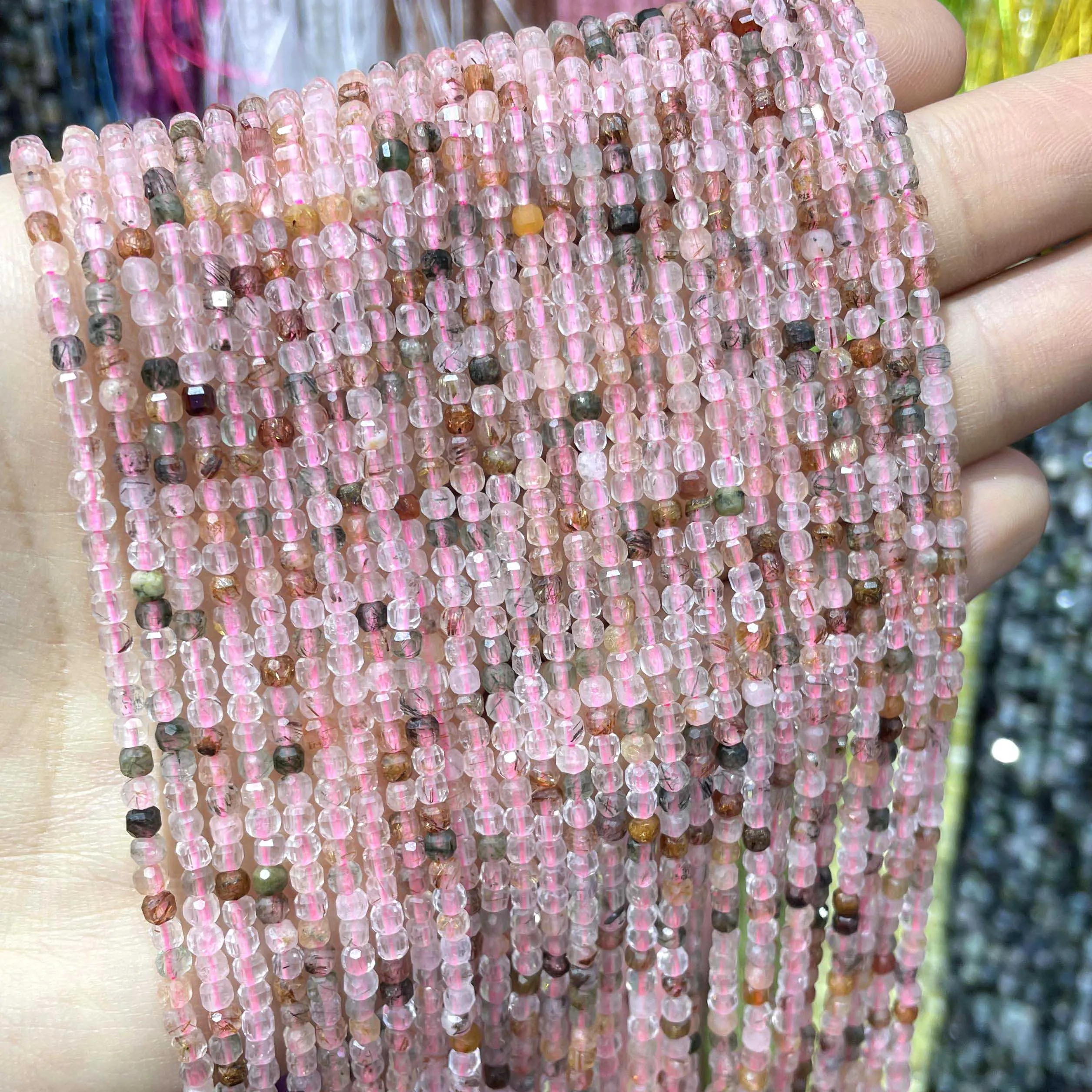 2-3 мм натуральный камень квадратный гранат агат кварц кристалл ракушка турмалин