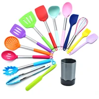 15pcs cooking tools set stainless steelsilicone kitchen cooking utensils set cookware storage box turner spatula spoon whisk