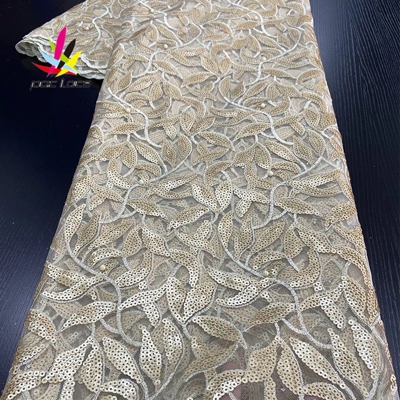 Нигерийская кружевная ткань 2020 высококачественные блестящие бусины сетчатая