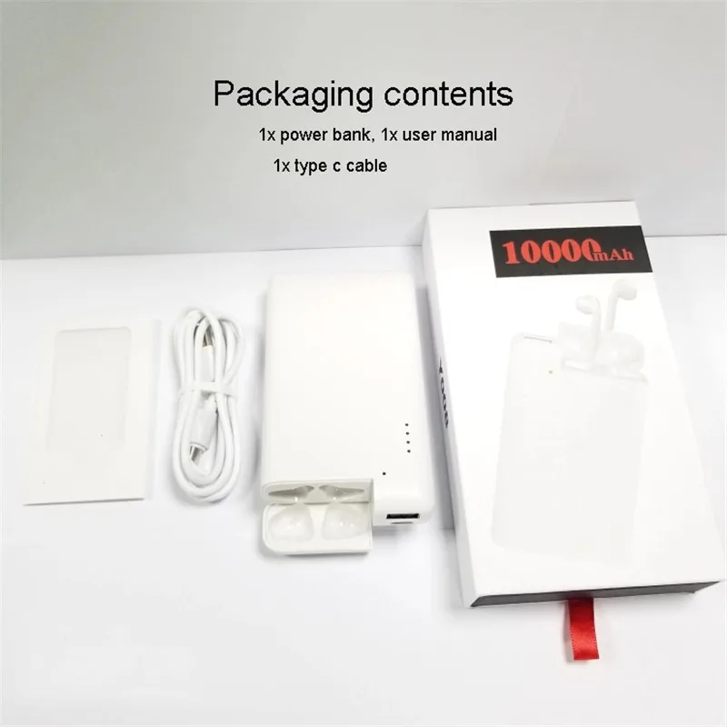 

Earbuds Charging Case 2 in 1 10000 mAh Emergency Charging Bin Portable Power Bank for Smartphone Earphone Airpods