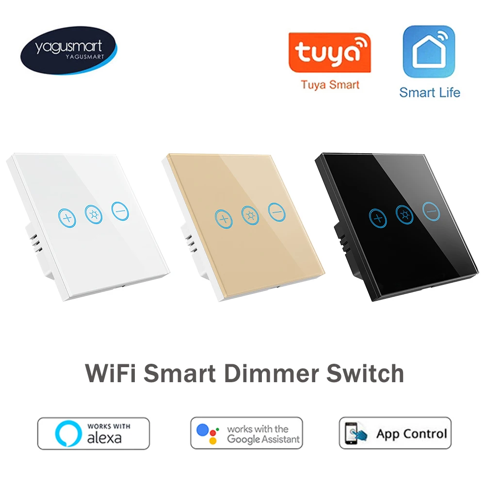 

Умный переключатель Yagusmart Tuya, Wi-Fi, диммер, сенсорные переключатели, поддержка ЕС, Alexa Google Home Smart Life, управление через IFTTT APP