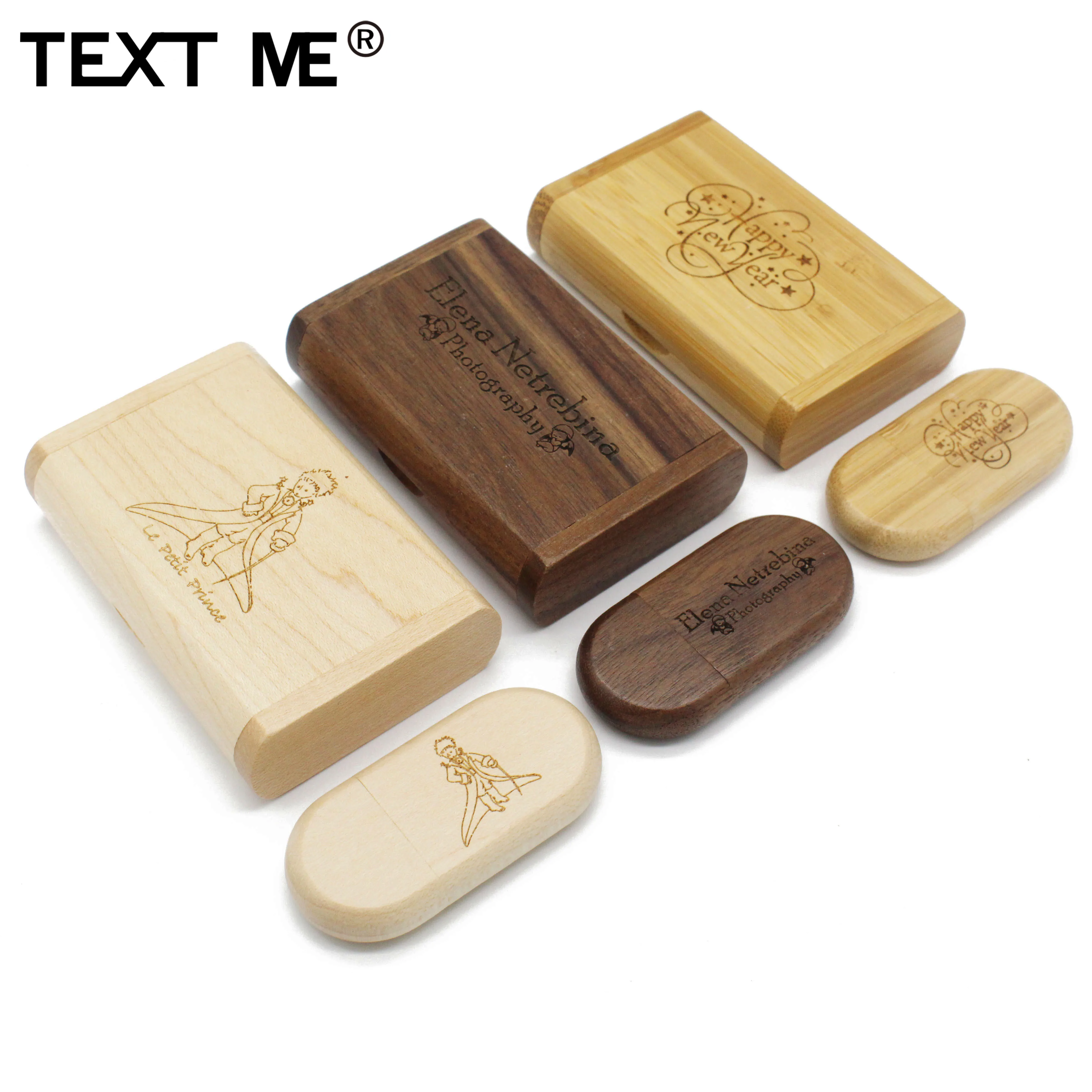 USB-флеш-накопитель TEXT ME 5 цветов карбонизированный бамбук орех woode USB + коробка с