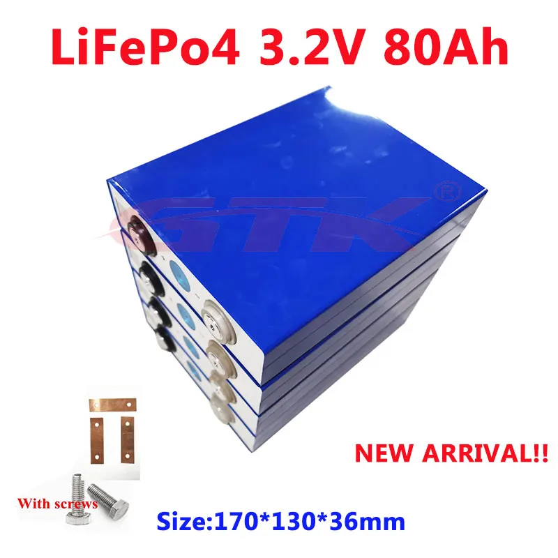 Оригинальный Новый 80Ah lifepo4 3 2 v cell prismatic LiFePo4 аккумулятор diy 12v 24v ebike солнечные