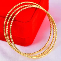 classic thin bangle gold color stylish womens bracelet bangle screw carved pattern diameter 65mm 2 56
