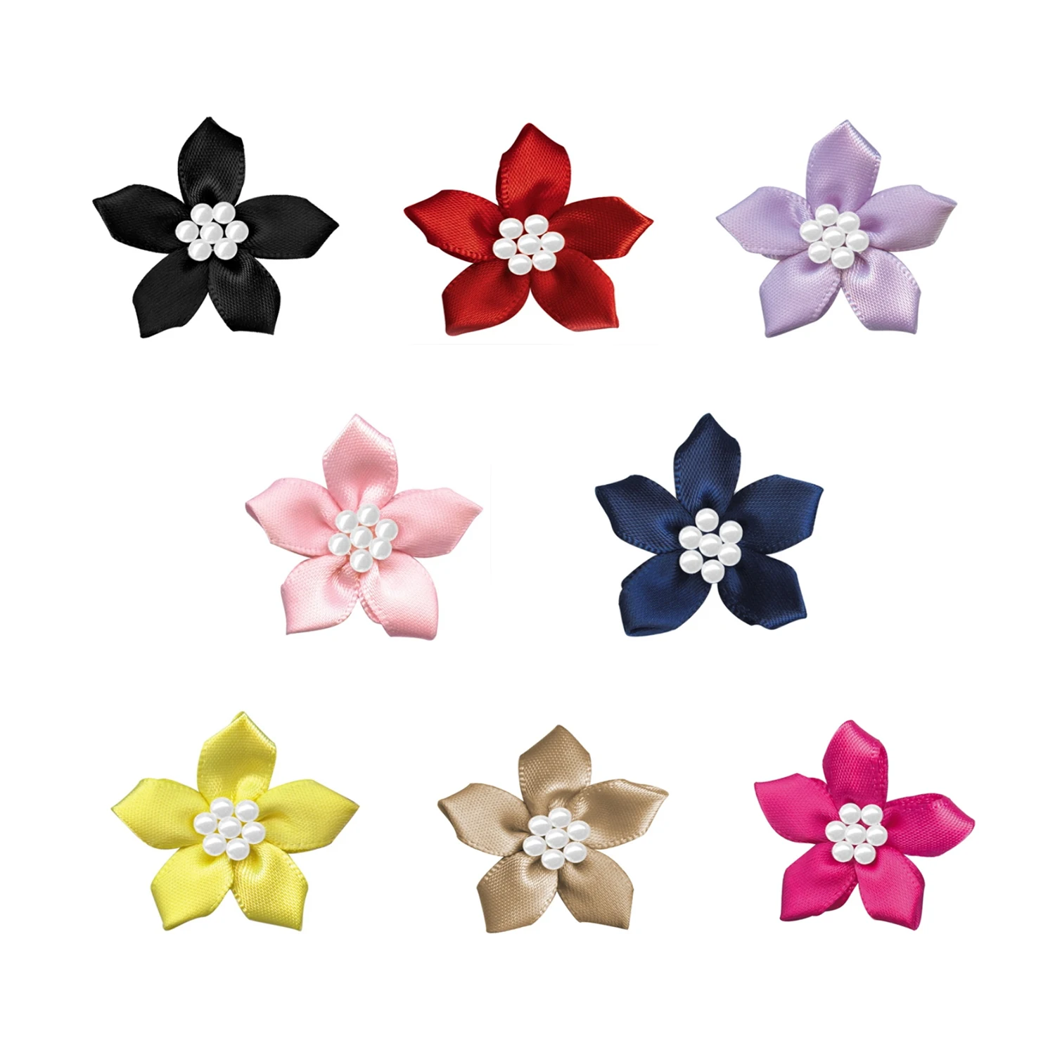 Смешанные атласные ленты Бант Цветок жемчужина бисера DIY модные головные уборы