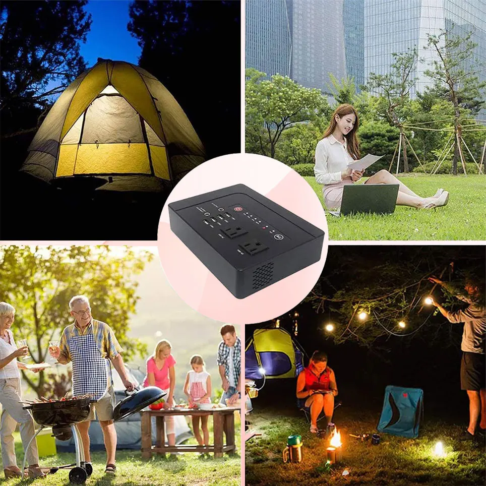 

200 watt portable power bank with AC outlet, 42000mAh power supply for camping, 2 AC ports, 4 USB ports, 2 DC ports...