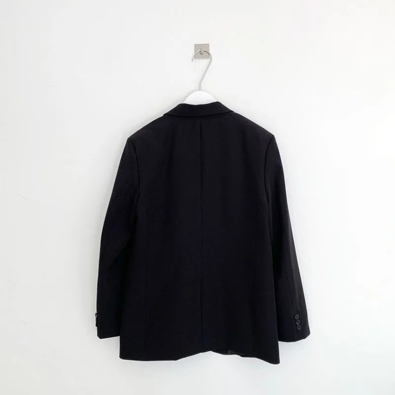 

Spring Autumn Women's Suit French Solid Color Suit Collar Long-sleeved Suit New Slim Double Pocket Loose Female Suits GX397