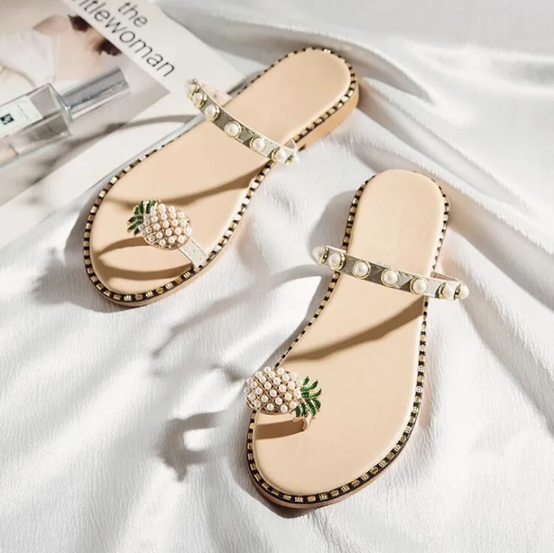 Женские сандалии и шлепанцы с ананасом модная пляжная обувь уличная женская