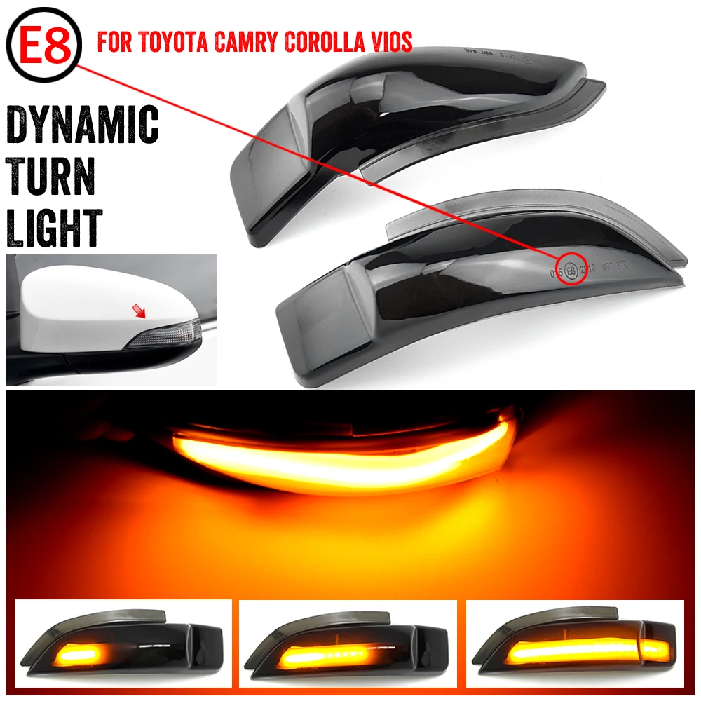 2pcs For Toyota Camry Corolla Prius C Venza Avalon Vios Yaris Scion iM Flowing led Dynamic Turn Signal Light Repeater Light