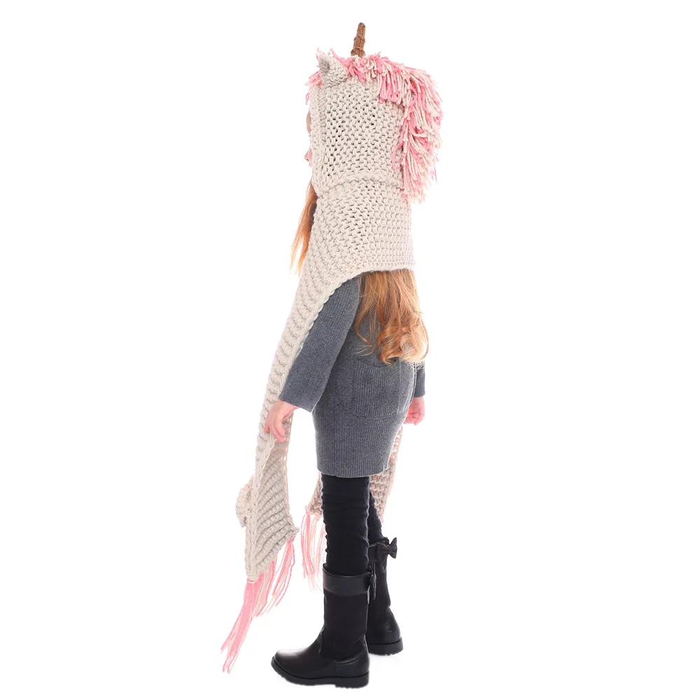 Вязаная зимняя детская шапка один предмет милая Единорог для маленьких