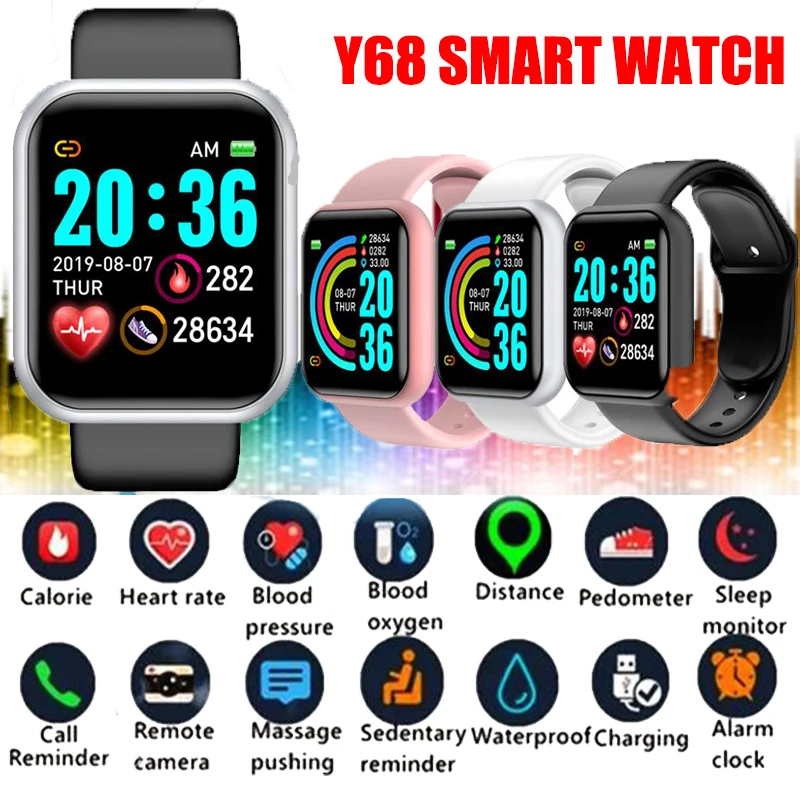 

Y68 Color Smart Watch D20 Fit Watch Blood Pressure Smartwatch Men Women Kids Watches Fitness Bracelet Alarm Clock Sleeping Monit