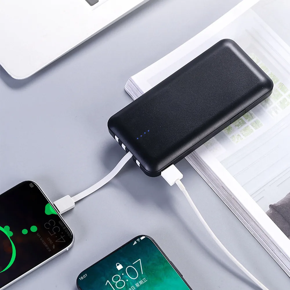 Power Bank 10000 мАч с 4 USB кабель для передачи данных Внешняя батарея портативное