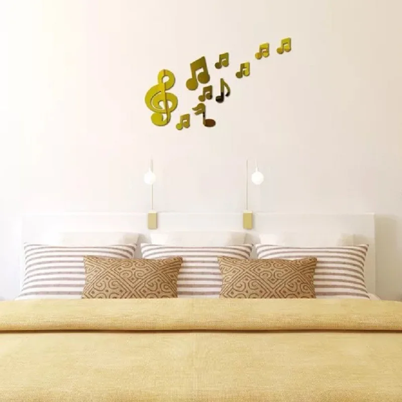 Настенные 3D наклейки на стену зеркальная поверхность с музыкальным символом