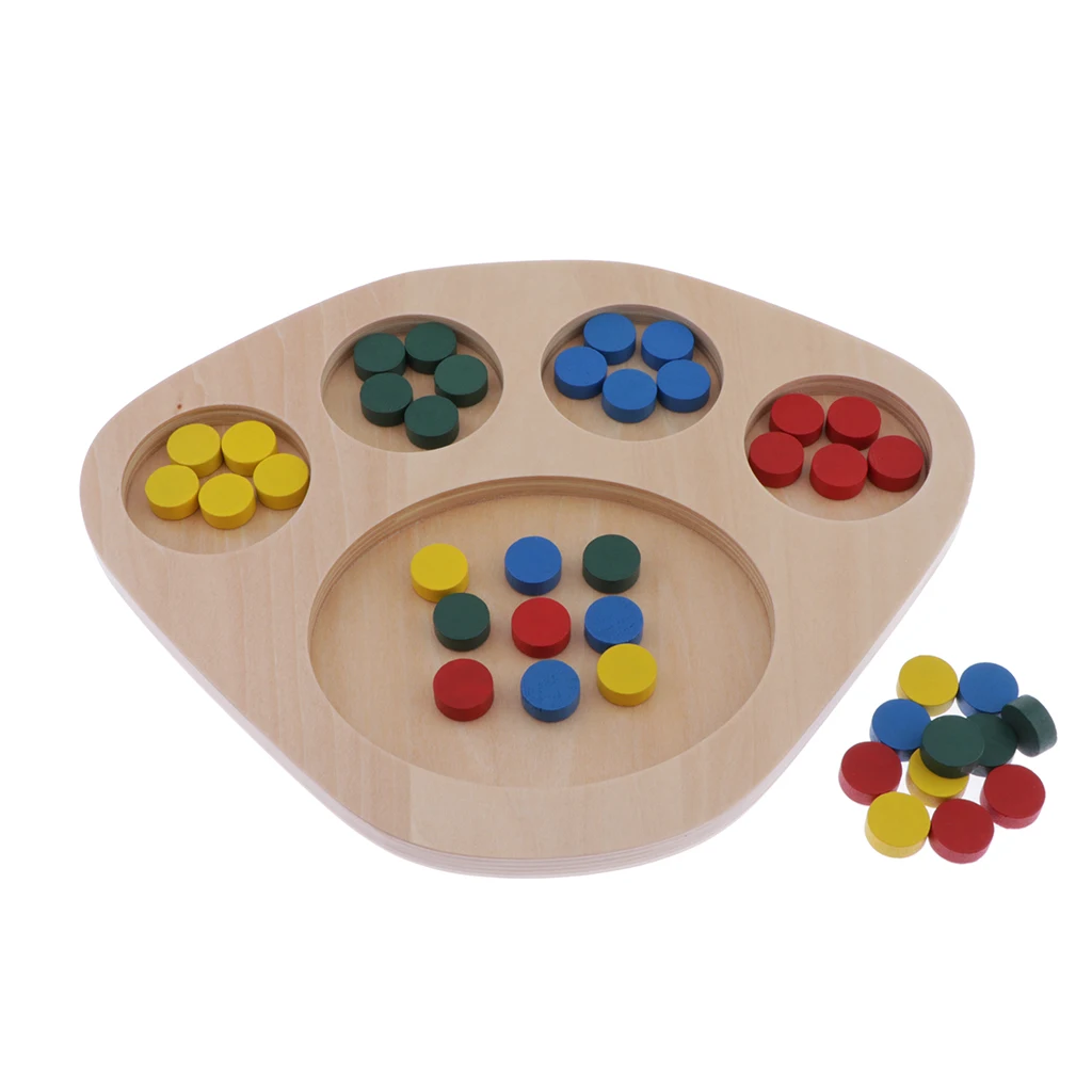 

Wooden Montessori Sorting Materials with Colorful Beads For Kids Classification Ability and Color Recognition