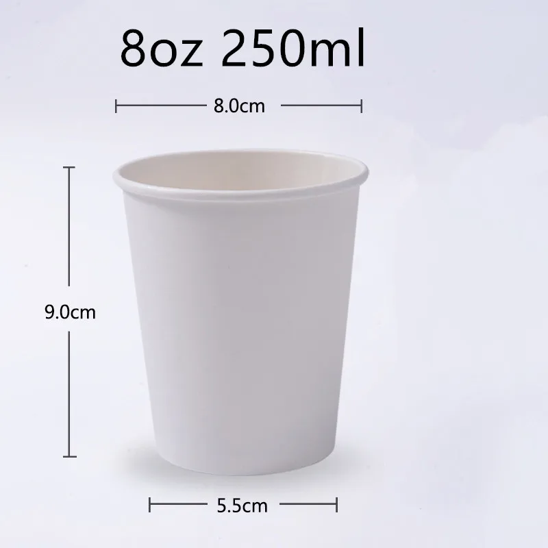 only cup 50 шт. белая одноразовая кофейная чашка 250 мл 8 унций горячий и холодный напиток на вынос упаковочные чашки вечерние бумажный стаканчик для чая с черной крышкой - Цвет: only cup