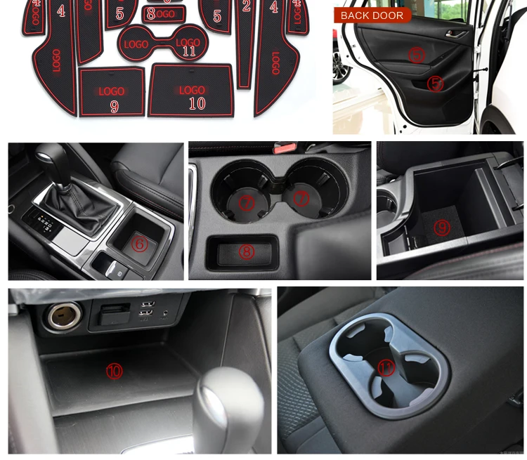 RKAC ворота Слот коврик для Mazda CX-5 2013- CX5 CX 5 межкомнатный дверной коврик автомобильные подстаканники Нескользящие коврики красный белый