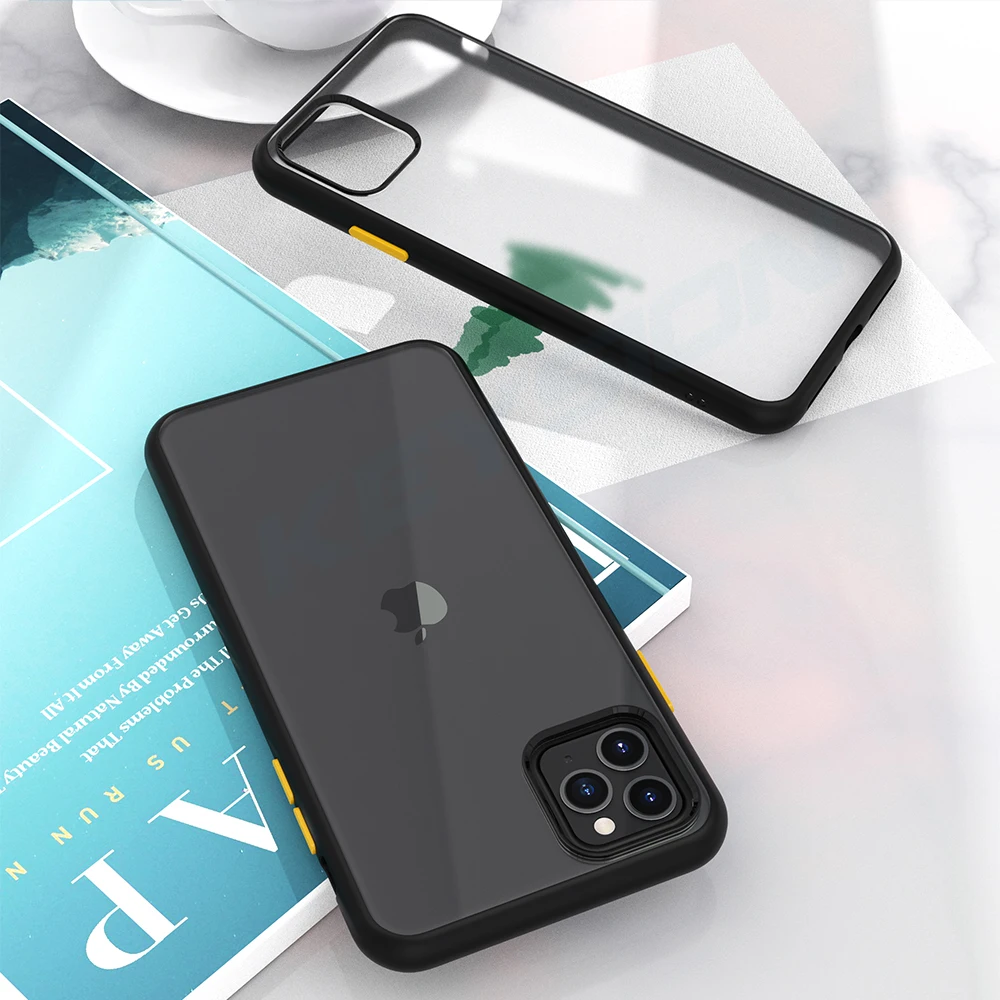 Черный KEYSION, модный матовый чехол для iPhone 11 Pro 11 Pro Max, Противоударная прозрачная задняя крышка для телефона Apple iPhone 11 11 Pro Max - Цвет: Черный