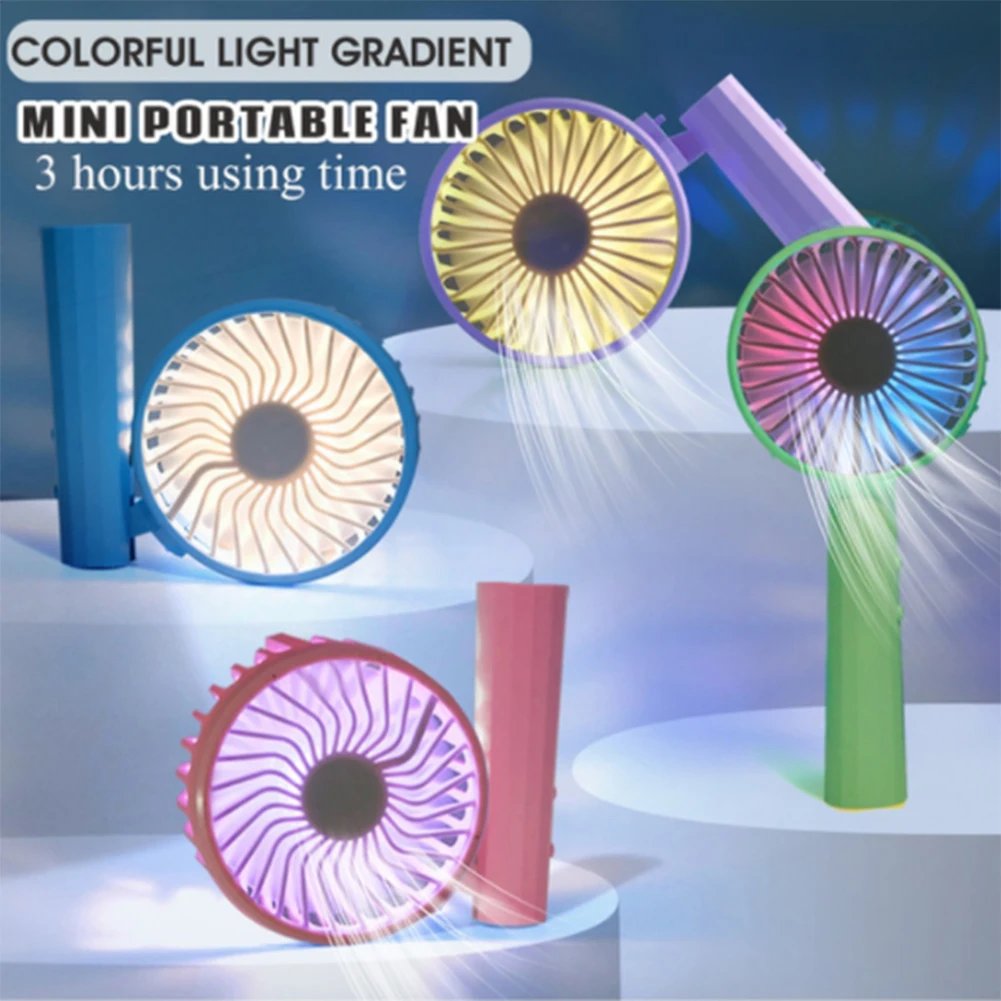 

Personal Fan Portable Mini Handheld Fan with Light Rotatable 2 Speeds 3Hrs Work Time USB Rechargeable Pocket Fan
