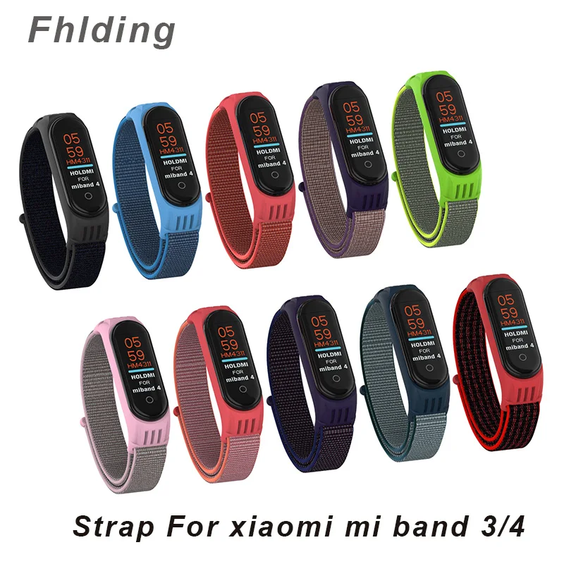 Нейлоновый ремешок для Xiaomi mi 4 3 сменный Браслет mi band 4 band 3 спортивный браслет дышащий браслет для Xio mi band 3 4