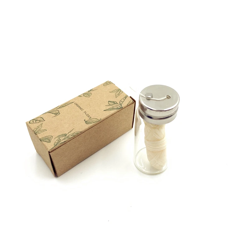 Organic Bamboo Fibre with Activated Charcoal Floss Zero waste Glass Jar natural silk spools bamboo dental floss