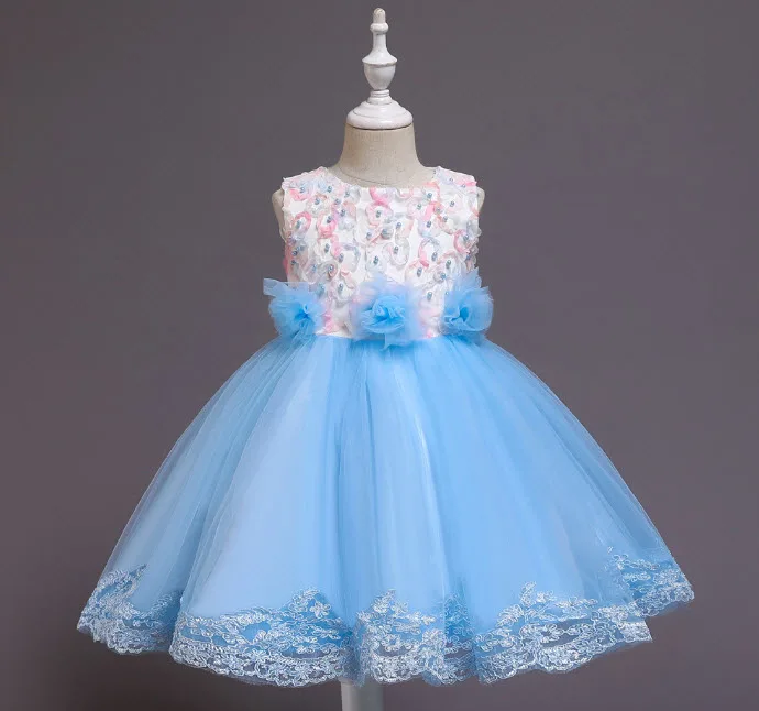 

Платье для девочек, Бальное, без рукавов, с цветочной вышивкой