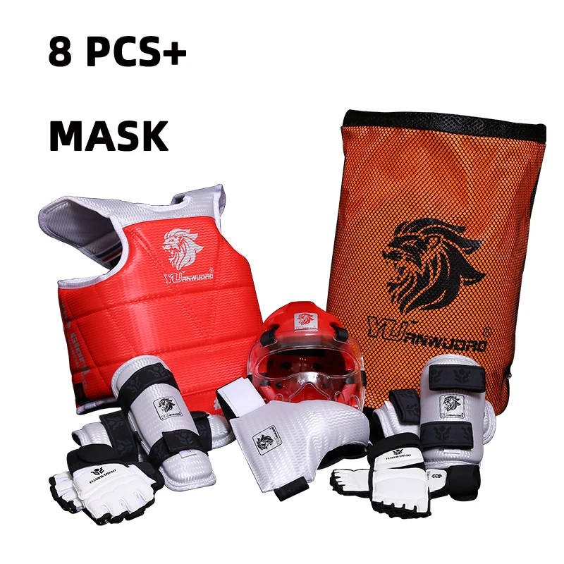 Набор протекторов для тхэквондо 8 шт . шлем каратэ грудь рука защита ног колено
