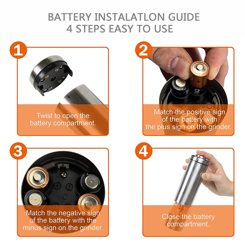 2 шт Электрическая мельница для перца,солонка электрическая,мельница для соли и перца перцемолка для кухни с металлом подставкой автоматические мельницы для специй перечница электрическая,мельница для специй