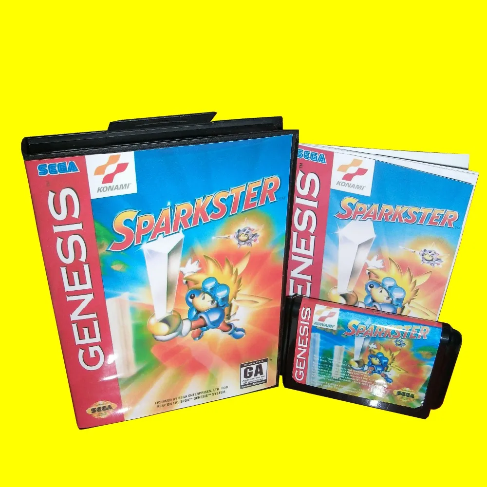 Sparkster - Rocket Knight Приключения 2 с коробкой и руководством 16 бит MD игровая карта для Sega