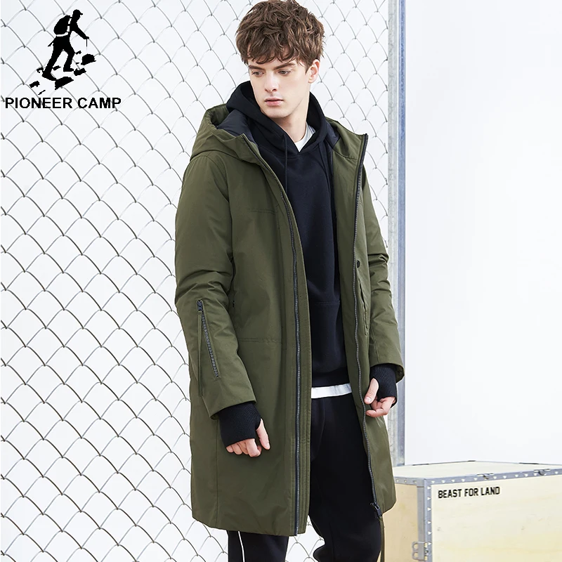 Мужская длинная куртка пуховик Pioneer Camp теплая брендовая одежда ручного дизайна