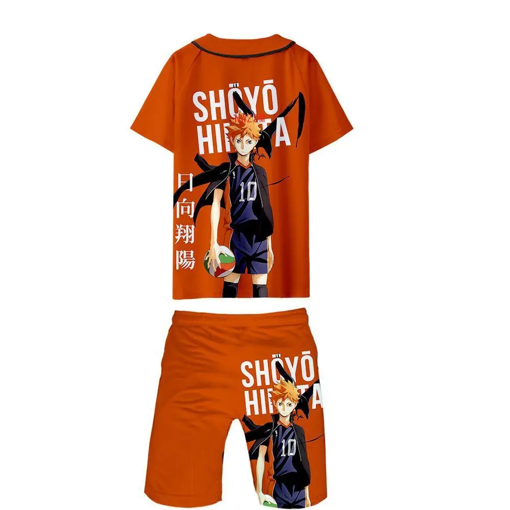 Комплект из двух предметов: футболки и шорты с рисунком Аниме Haikyuu Cosplay Костюм